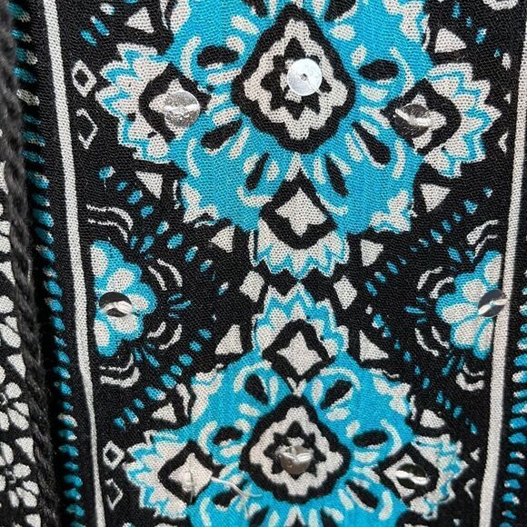 Justice Girl’s Beaded Embroidered Geometric Print Tassel Peasant Dress Size 14 - Picture 9 of 15